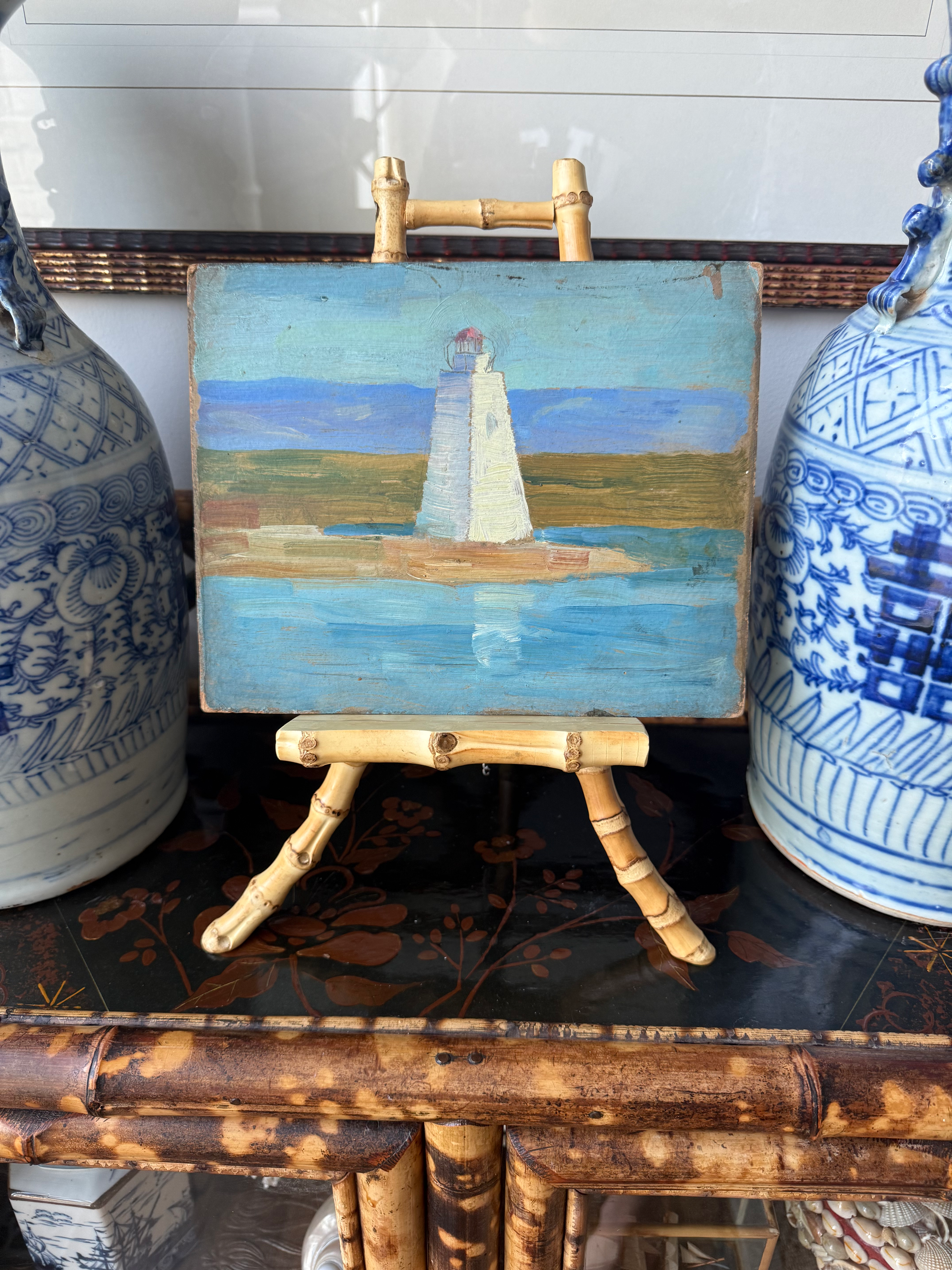 Charming Small Vintage Original Oil on Board Unframed