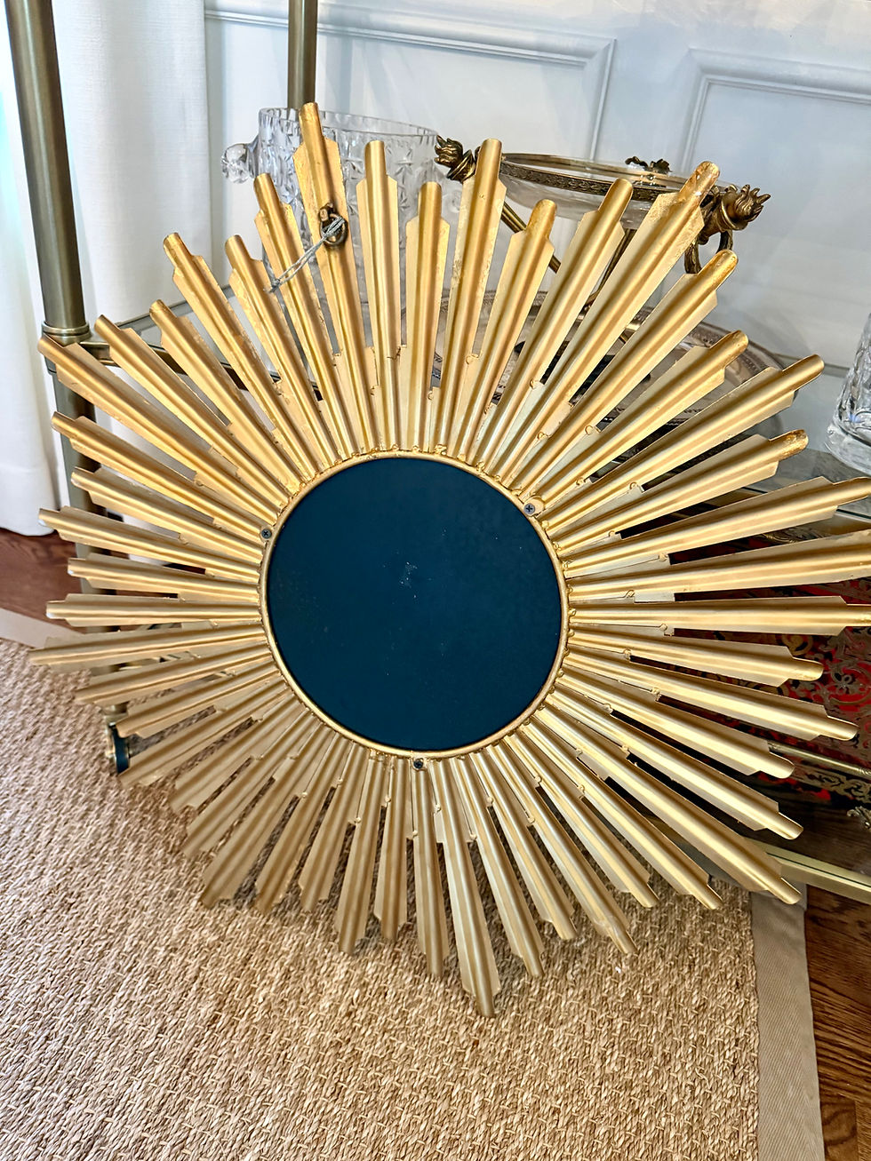 Thumbnail: Gorgeous Vintage Gilt Metal Sunburst Convex Mirror 
