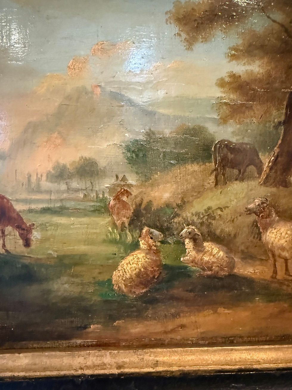 Thumbnail: Reserved-Early 19thc oil on panel cows 
