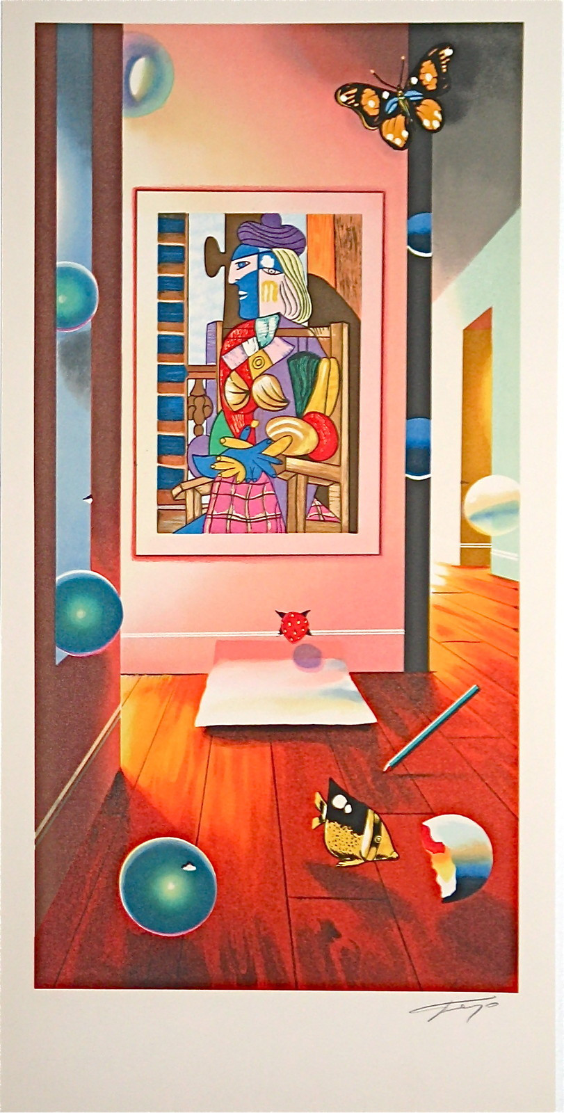 FERJO LITHOGRAPH CUBIST ROOM 20" x 10"