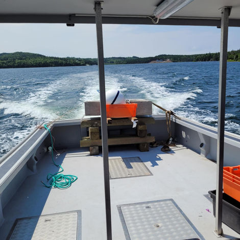 Mooring block transported on fishing boat