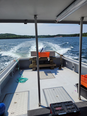 Mooring block transported on fishing boat