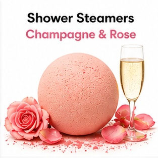 Champagne and rose scented shower steamer by FunkySoap with floral notes