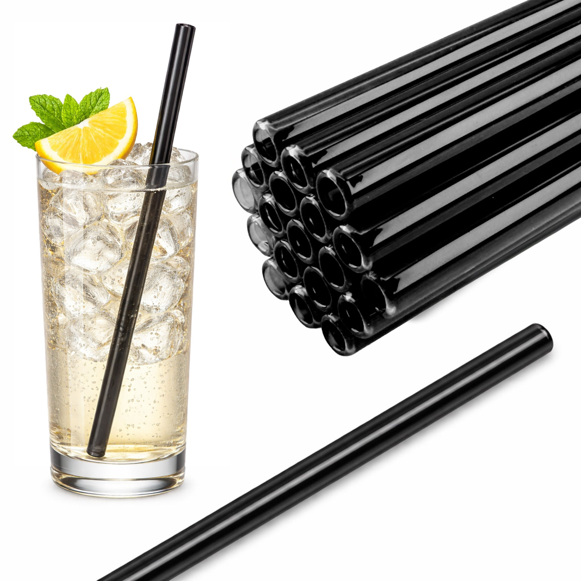 Glas Strohhalm schwarz