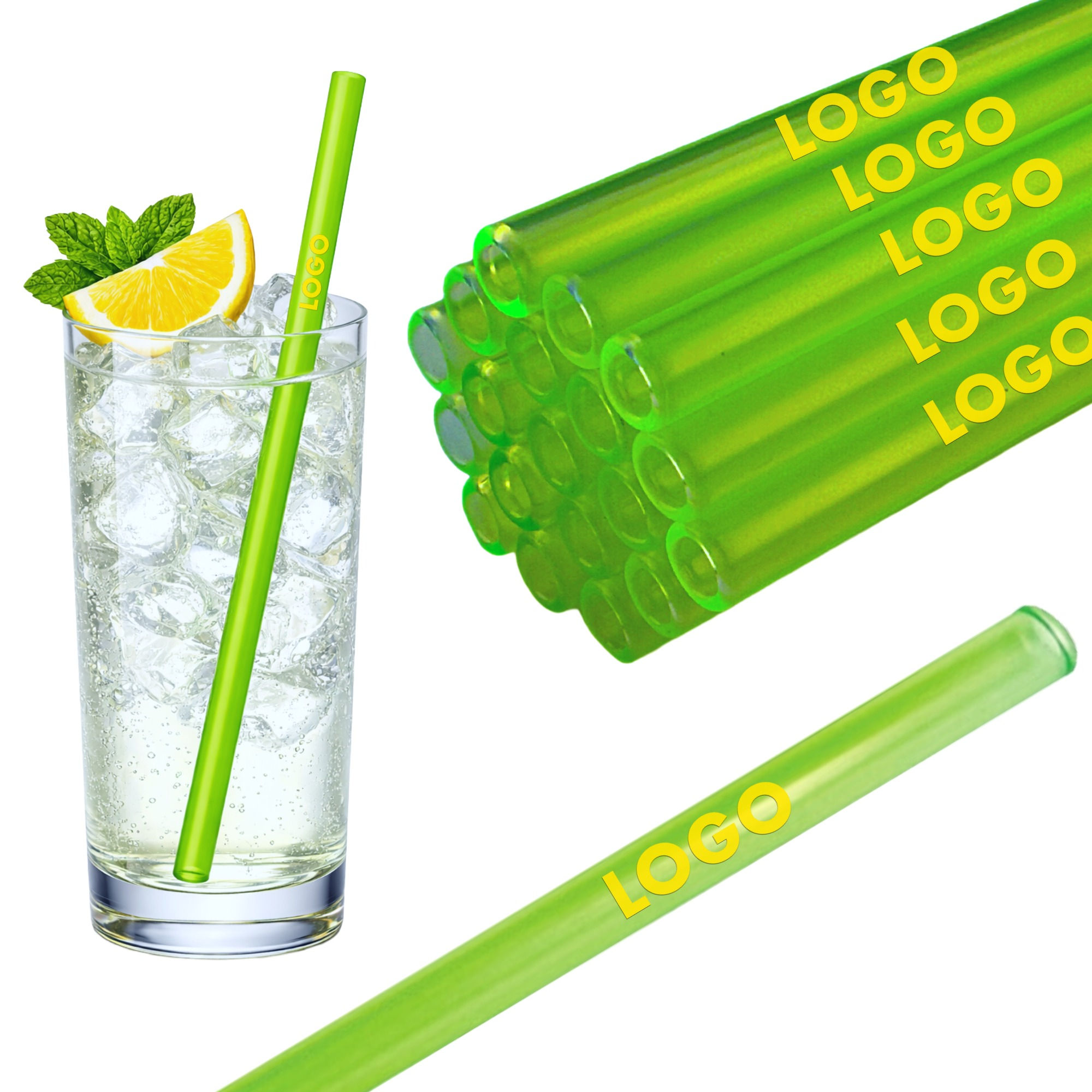 Glas Strohhalme Branding Neon