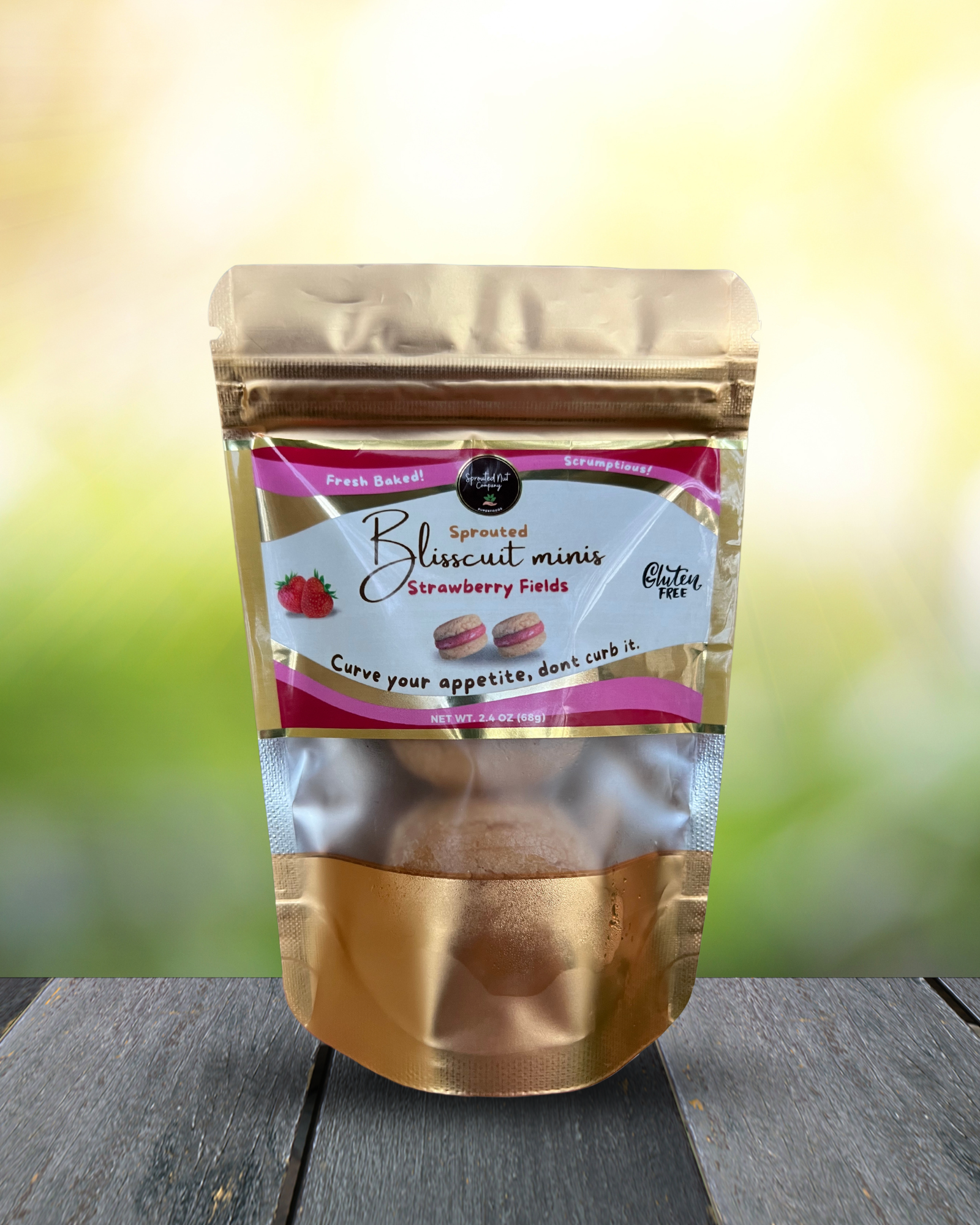 Strawberry Fields Blisscuit Minis - Nut Butter Filled Cookies - Gluten Free