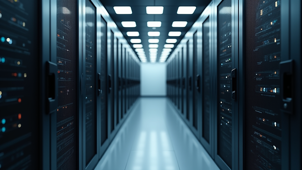 High angle view of a modern data center with servers