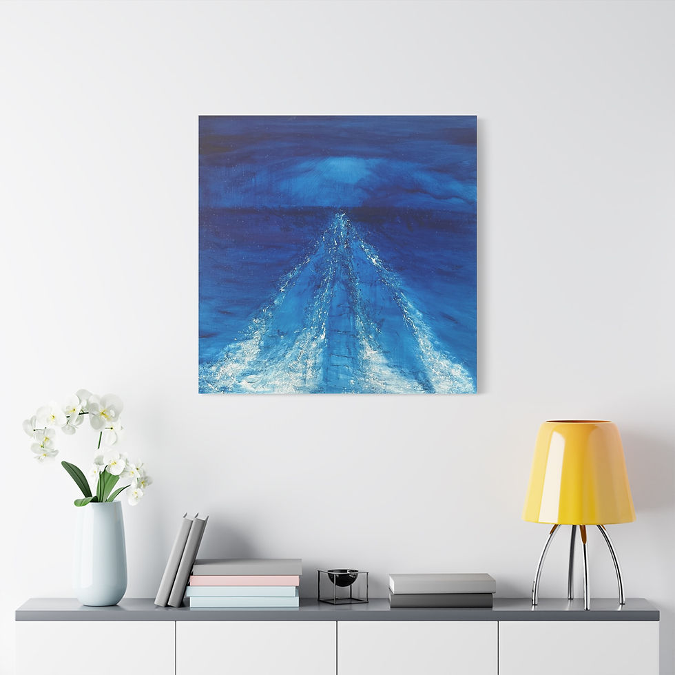 Thumbnail: Ibiza Wake - Ocean Wave Matte Canvas Art, Nautical Home Decor, Blue Abstract 