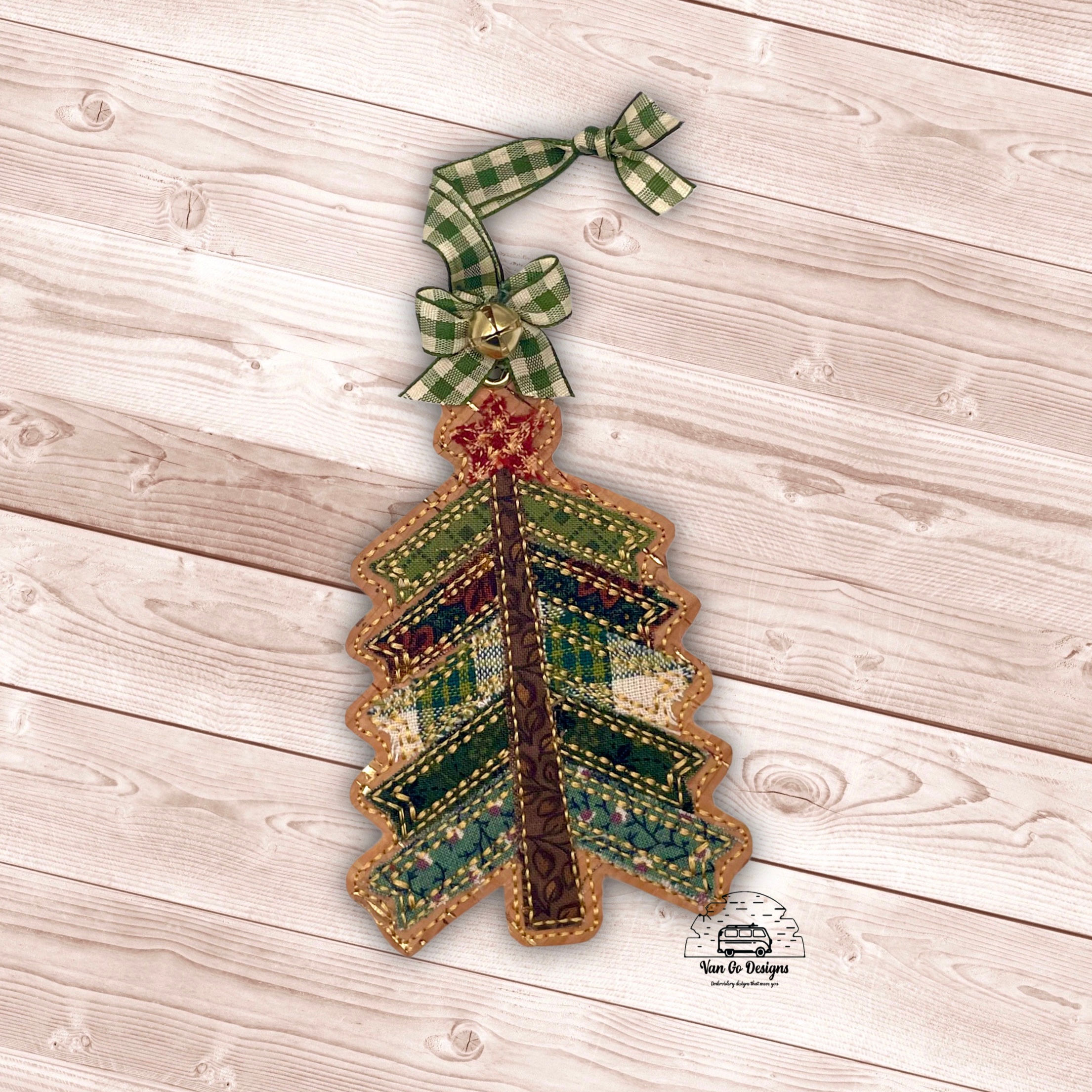 Raw Edge Applique Strip Tree Ornament- Van Go Designs