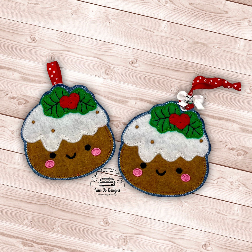 Raw Edge Applique Figgy Pudding Ornament Set- DIGITAL DOWNLOAD