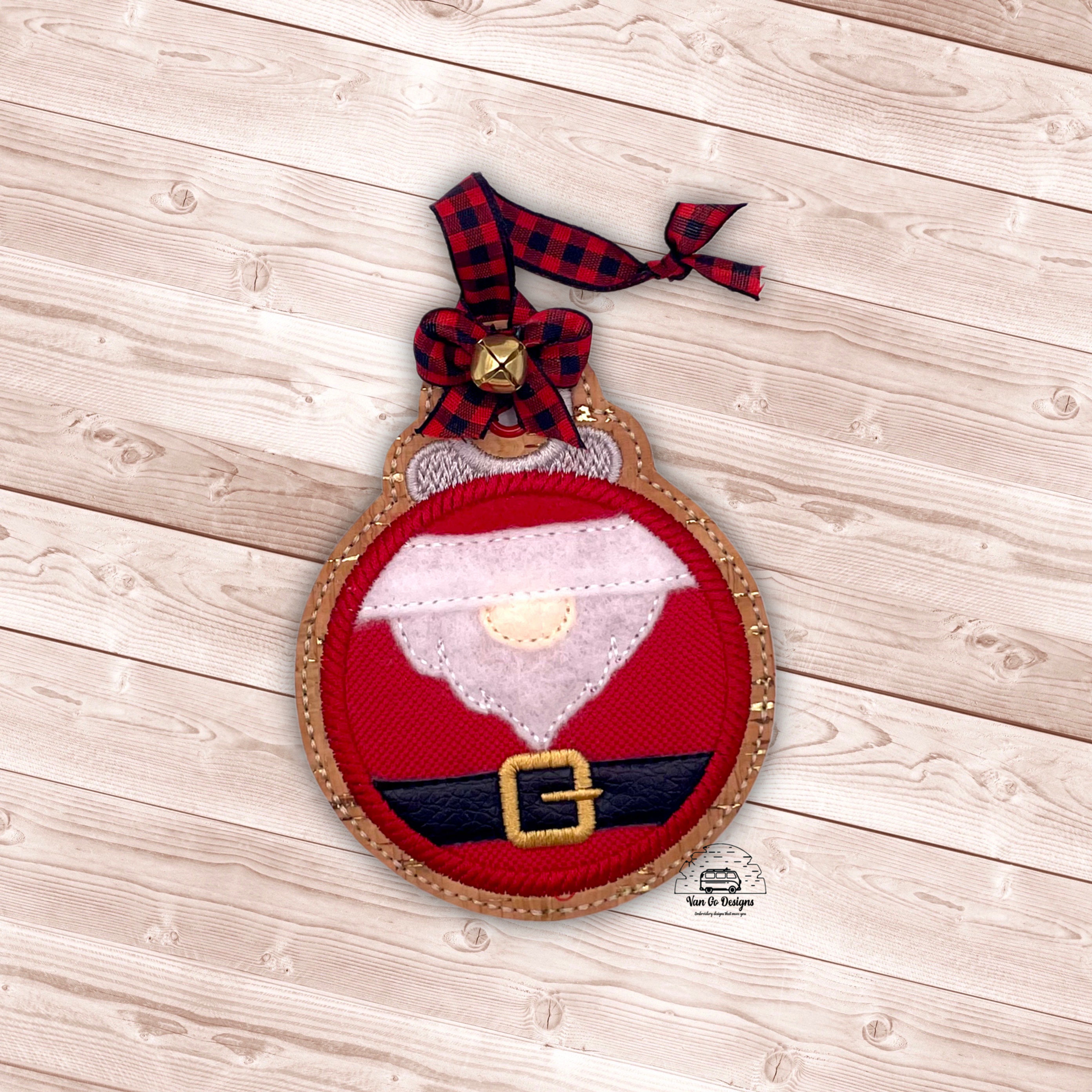 Santa Gnome Raw Edge Applique Ornament- Van Go Designs