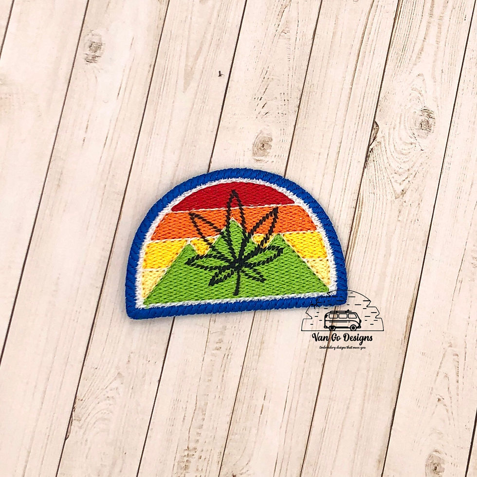 Retro Mountain Sunset Cannabis Patch- DIGITAL DOWNLOAD