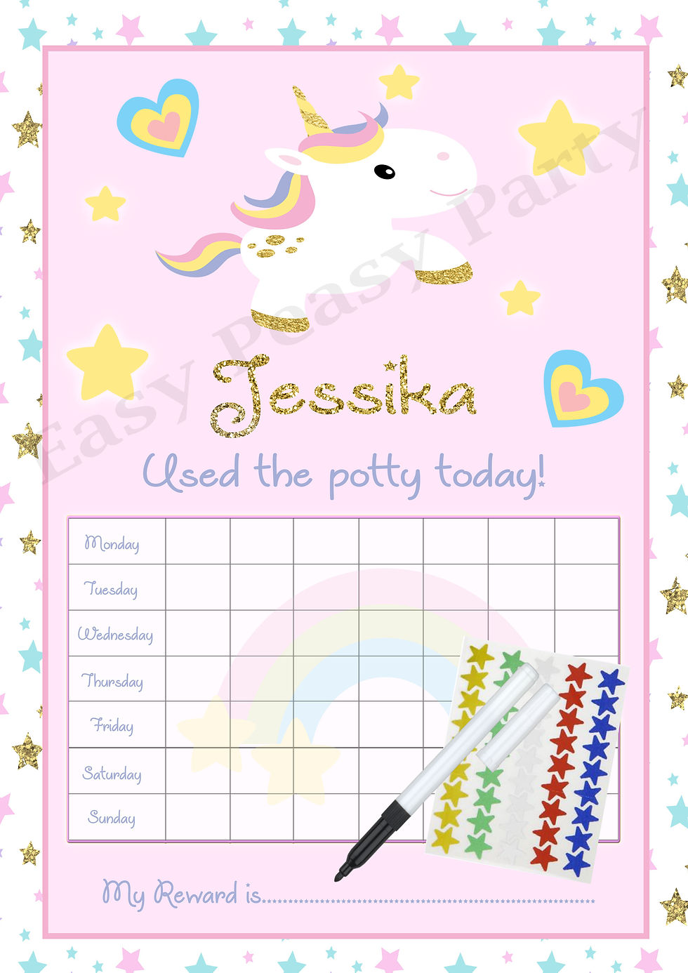 Unicorn Potty Training Reward Chart