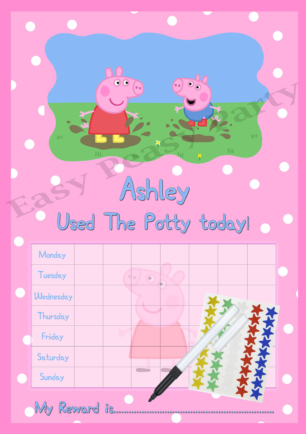 Peppa Pig Potty Training Reward Chart