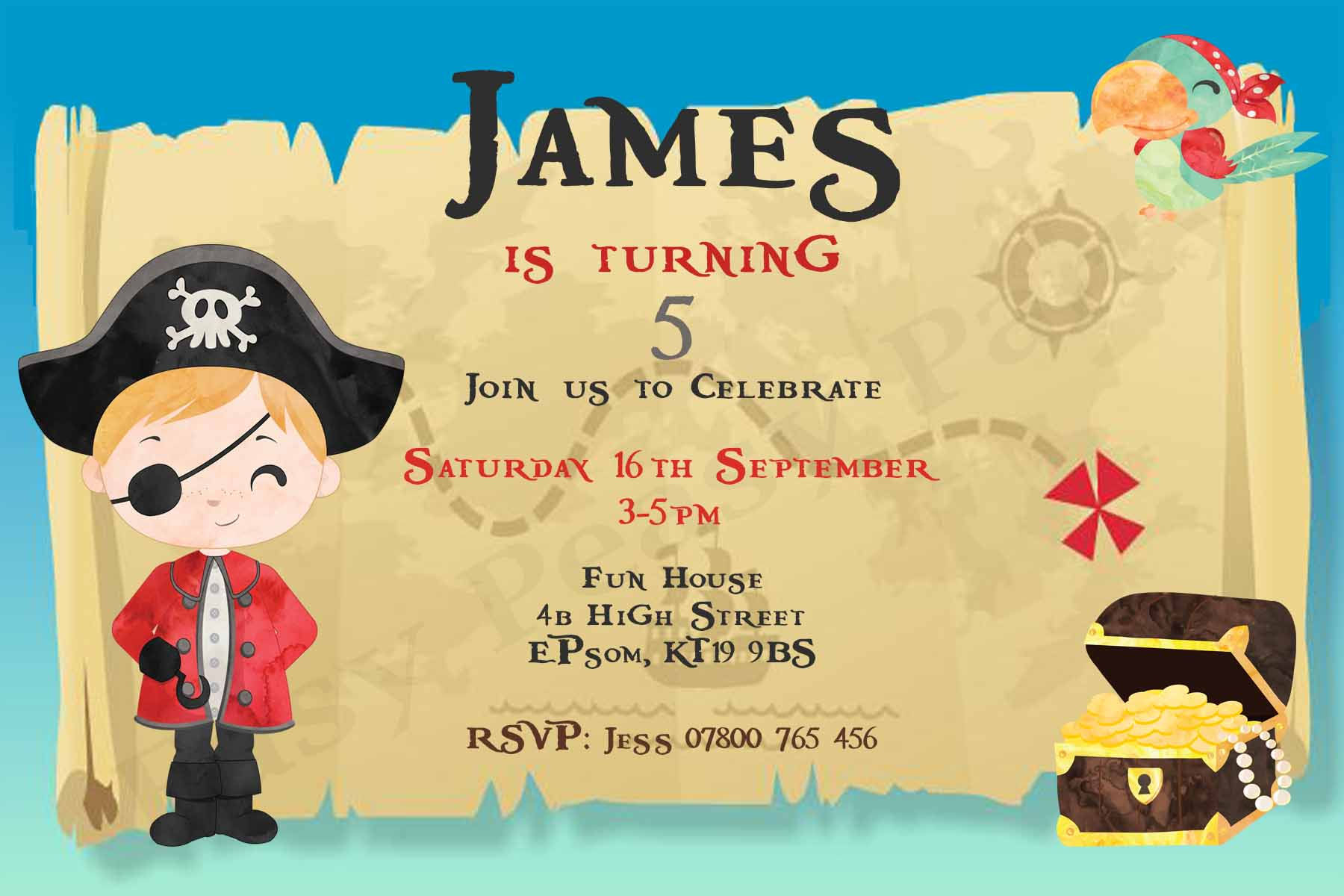 Pirate Personalised Invitations