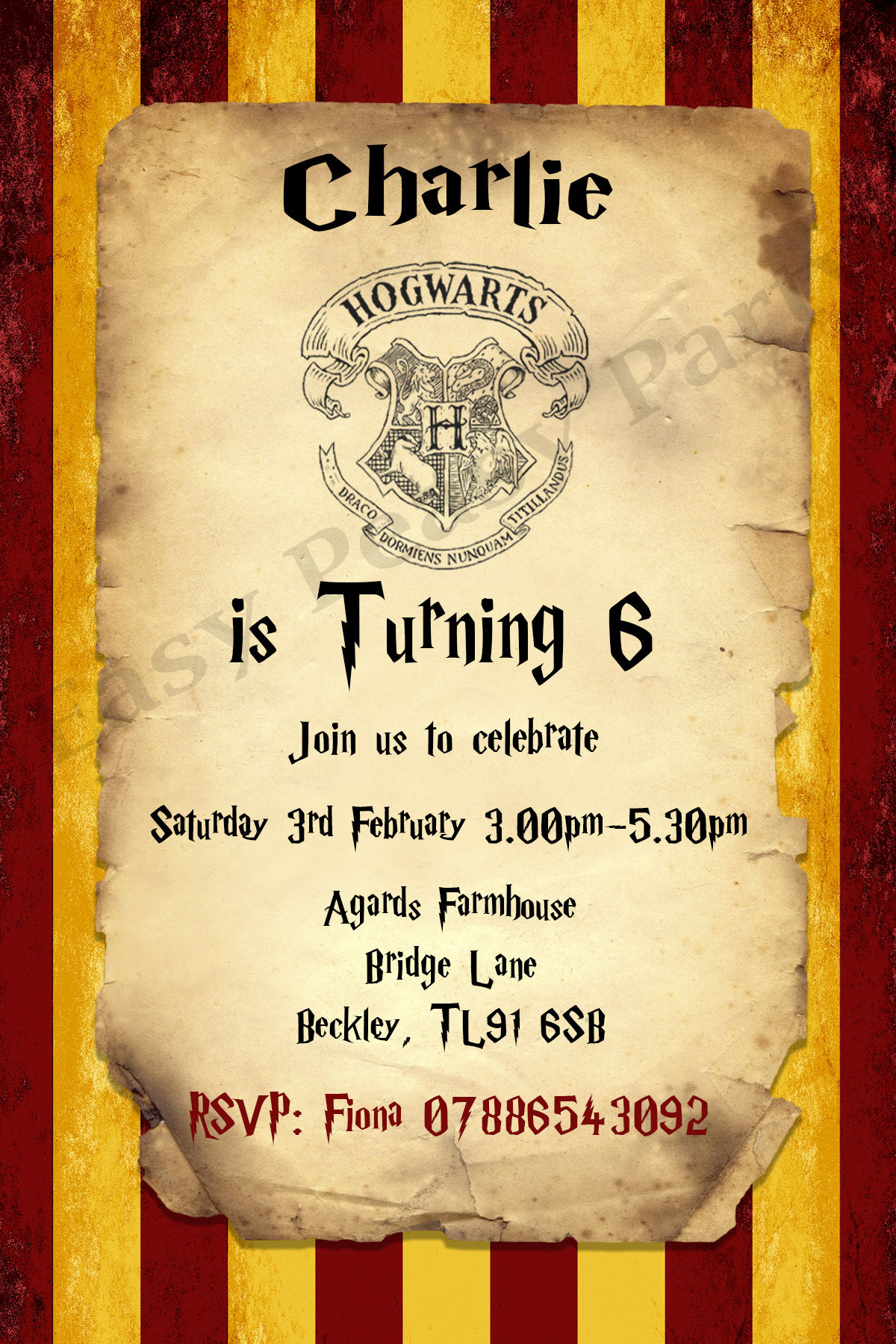 Harry Potter Party Invitations