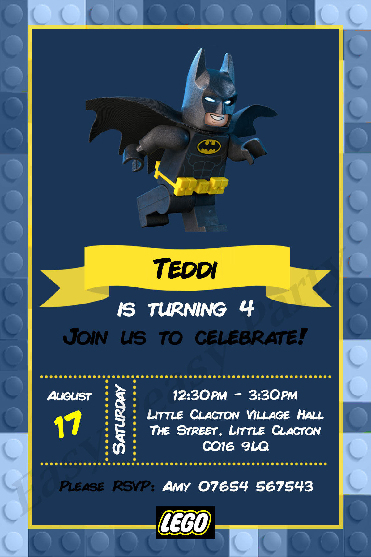 Lego Batman Party Invitations