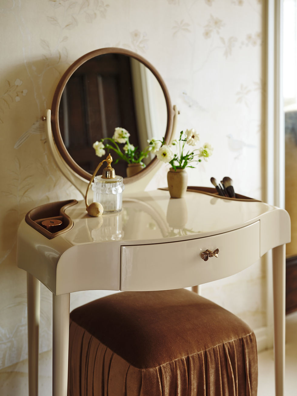 Cinema Vanity and Portal Vanity Mirror from Tiffany Howell’s Howell × Harrier collection for Crate & Barrel
