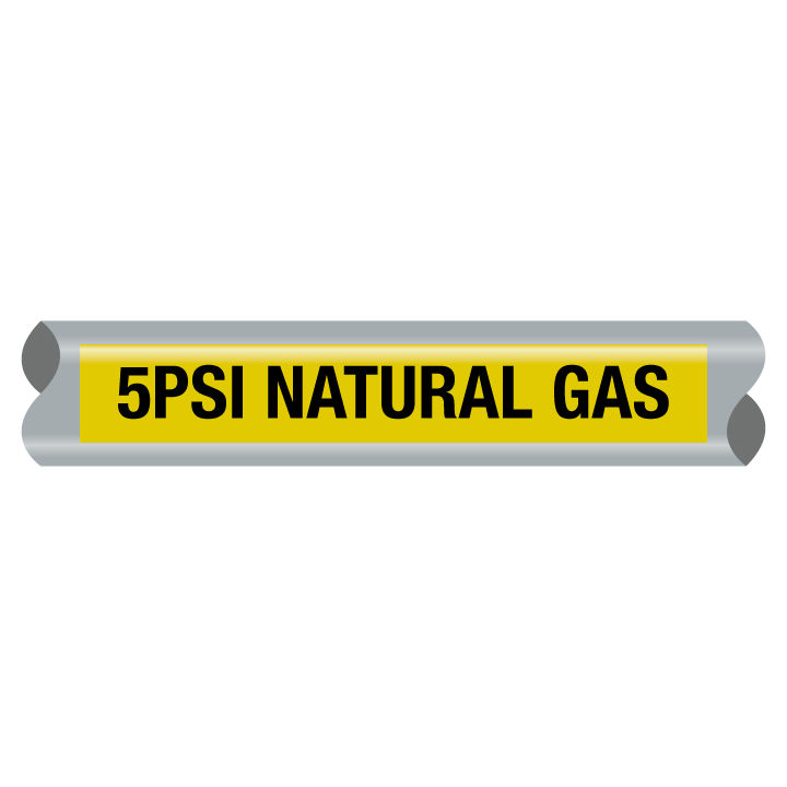 Thumbnail: Yellow Adhesive Pipe Marker | 5PSI Natural Gas