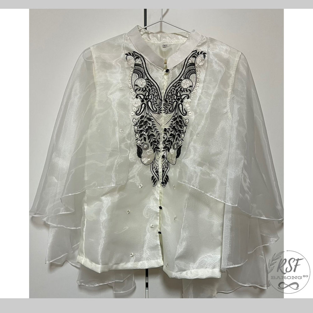 Ladies Cape Barong Large White Embroidered (LCLG0007