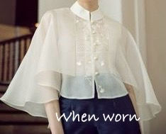 Thumbnail: Ladies Cape Barong Small with Black Embroidery (LCSM0004)