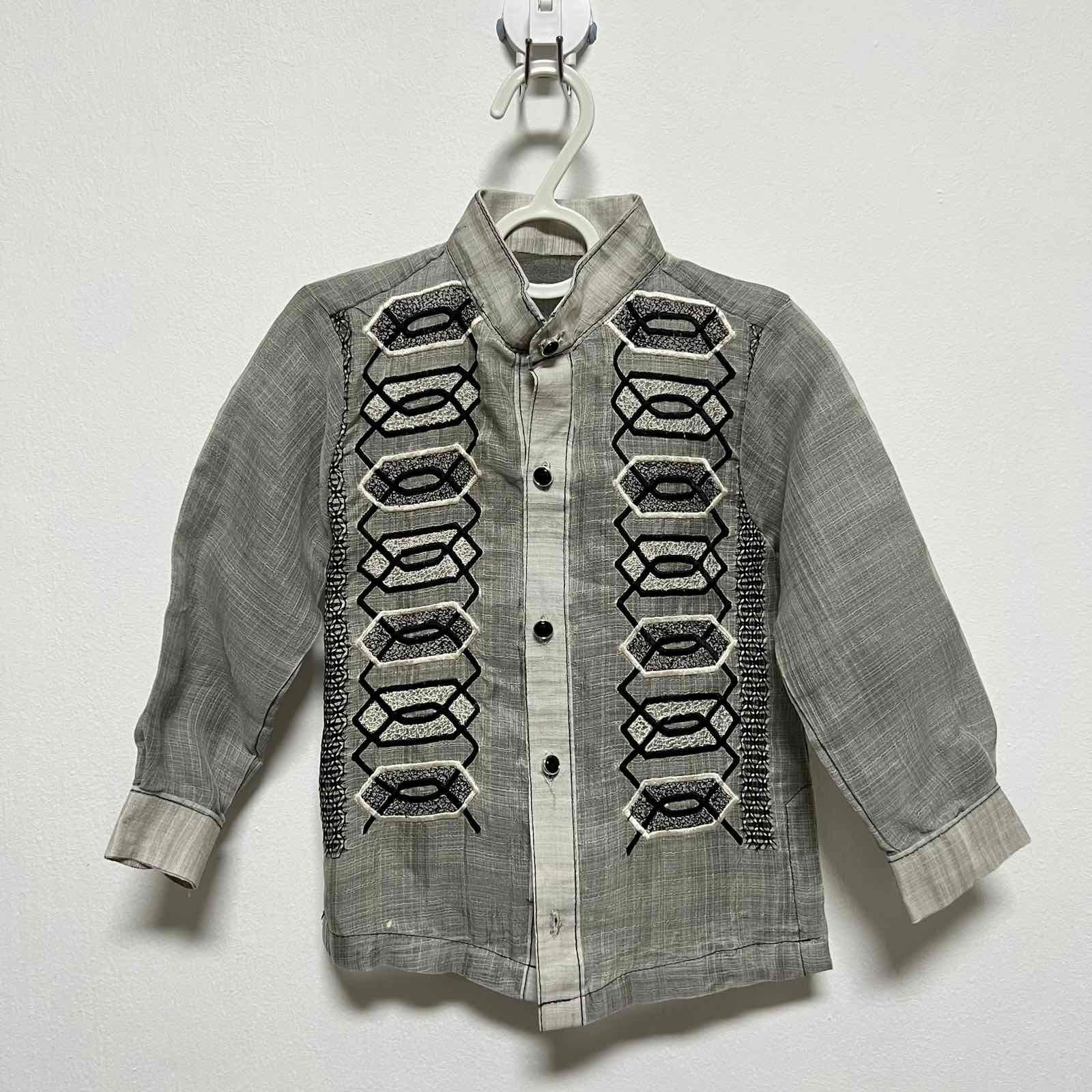 Kid's Dark Gray Cocoon Barong with Inner Lining (KBPL0001)