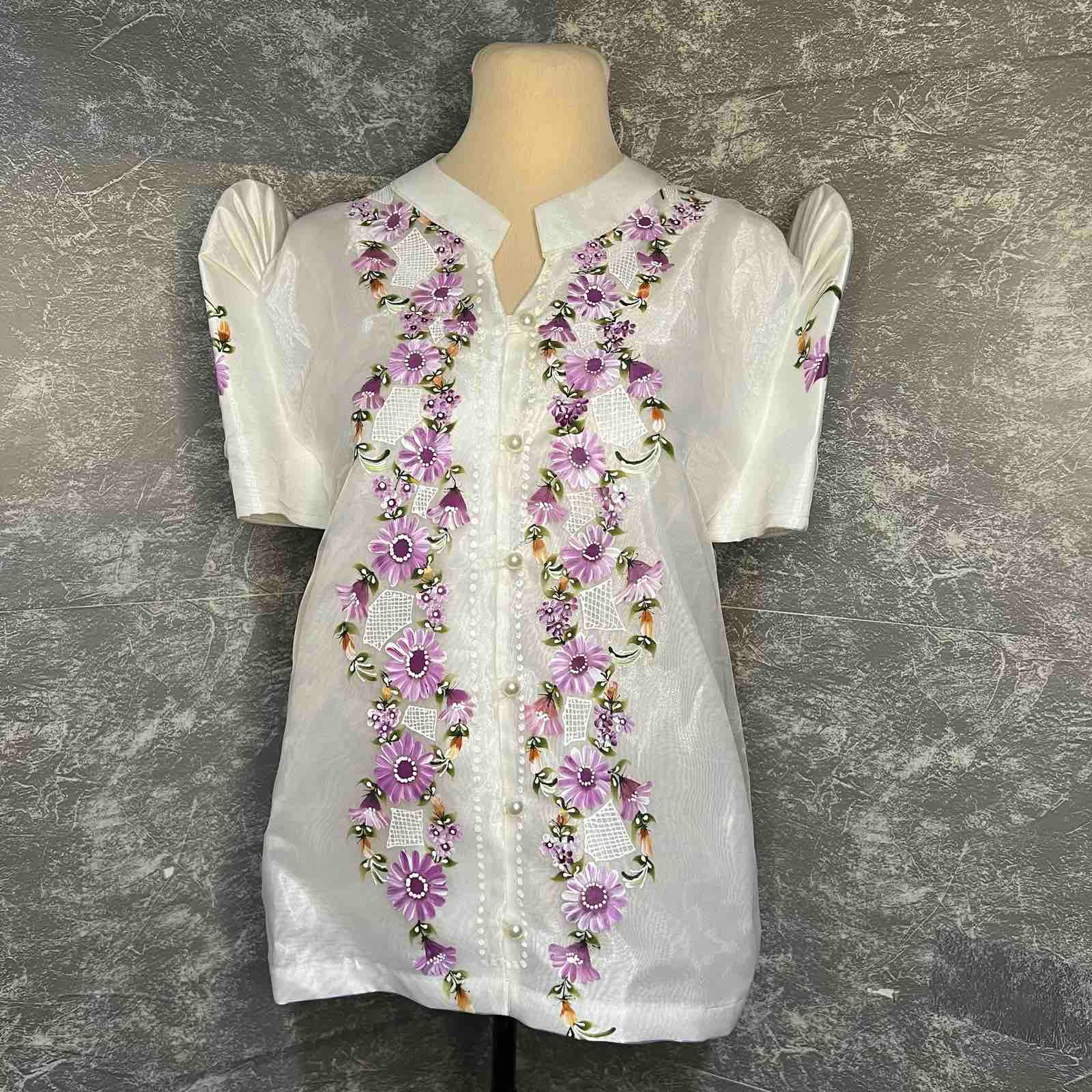 Ladies Filipiniana Top Medium Hand-Painted Design (LTMD0010)