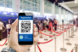 Sistema de registro digital con código QR en eventos MICE (congresos, convenciones e incentivos). Tecnología que agiliza el check-in de asistentes y promueve eventos sin papel