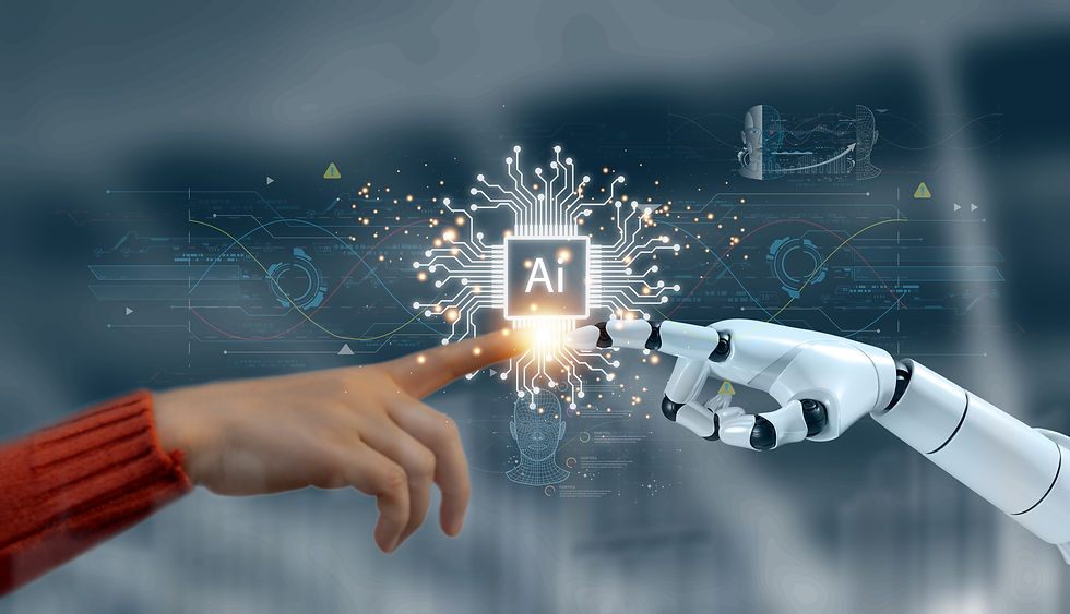 Alianza entre humanos y tecnología como símbolo de acuerdos estratégicos en inteligencia artificial y transformación digital.