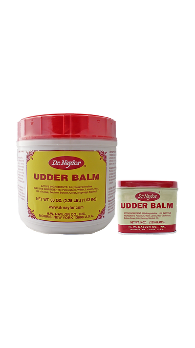 An udder balm tub and an Udder Balm 9 oz. tin