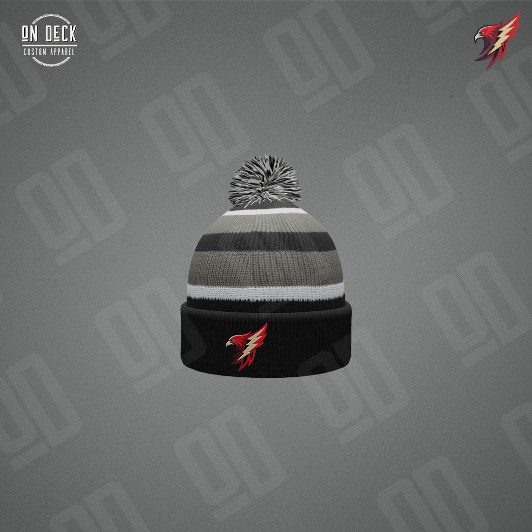 Pacific Headwear Knit  Pom Pom Beanie (Embroidered Logo) - Brant-Argyle School