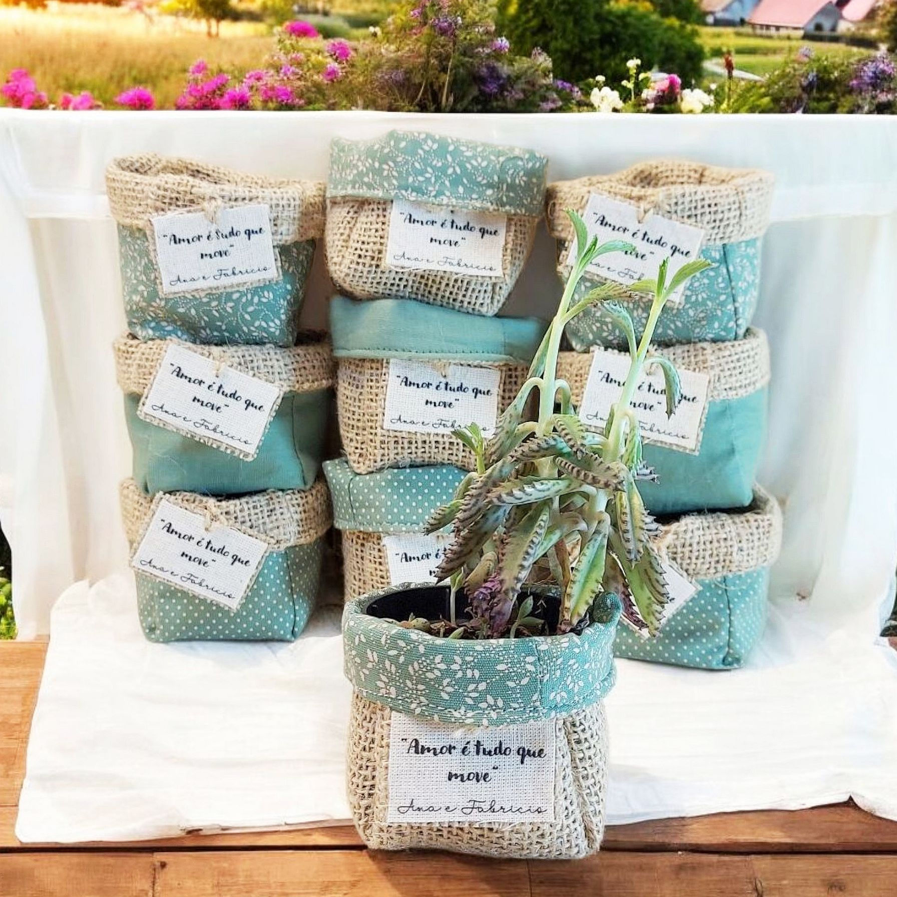 Cachepô Amor Tudo Move - Lembrancinha Personalizada de Casamento