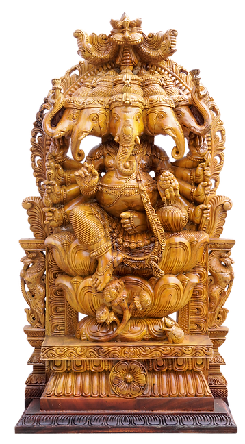 Lord Ganapathi wooden sculpture