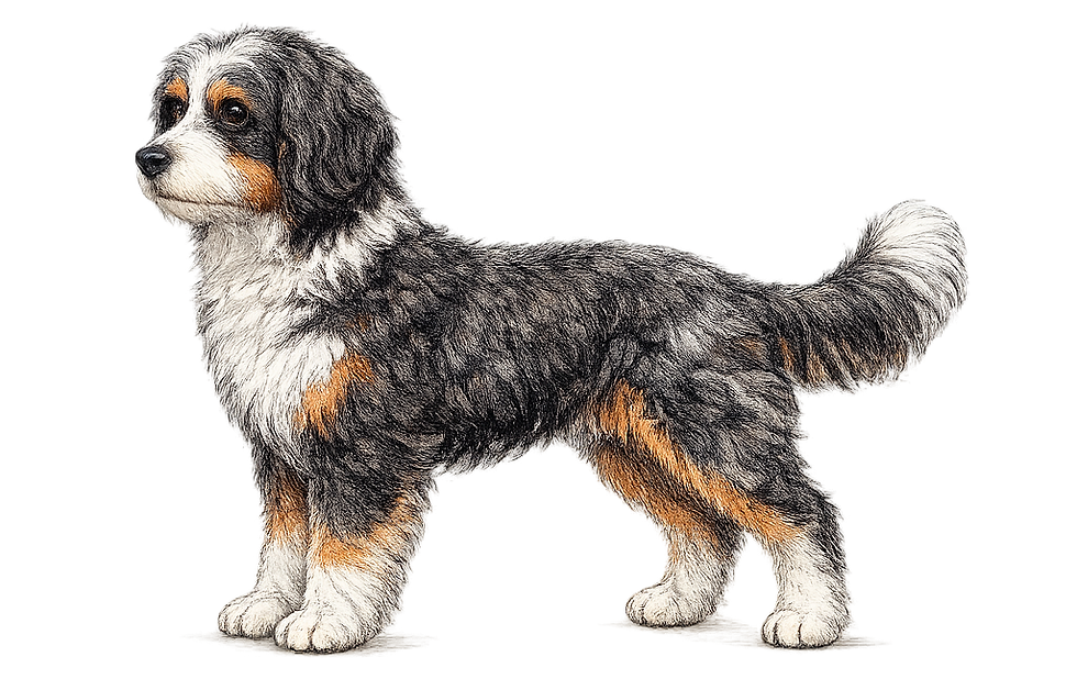 Mini Bernedoodle size comparison illustration.