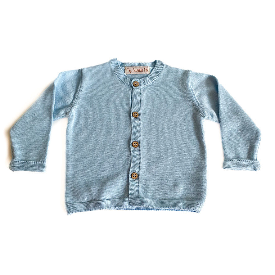 Thumbnail: Cardigan Basic Azzurro in Filo di cotone bio GOTS - My Sweetie Pie
