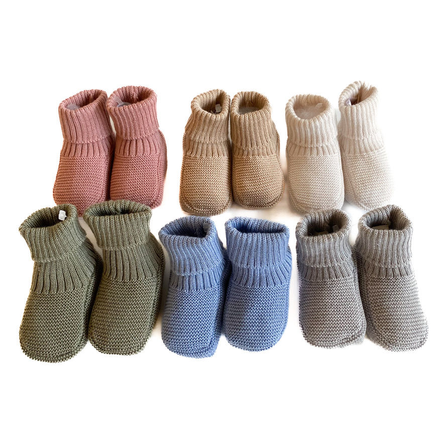 Miniatura: Scarpine Nascita in Pura Lana Merino Extrafine