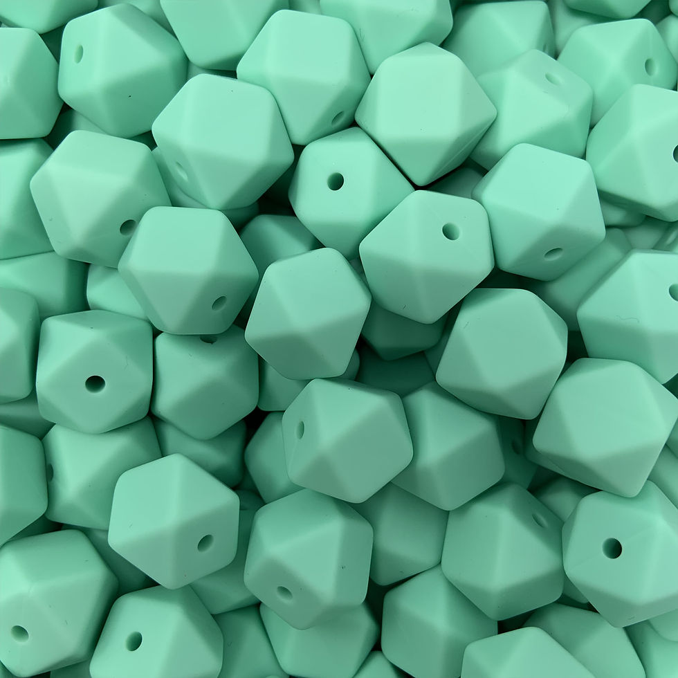 Esagoni in silicone, diametro 14mm, colore menta.