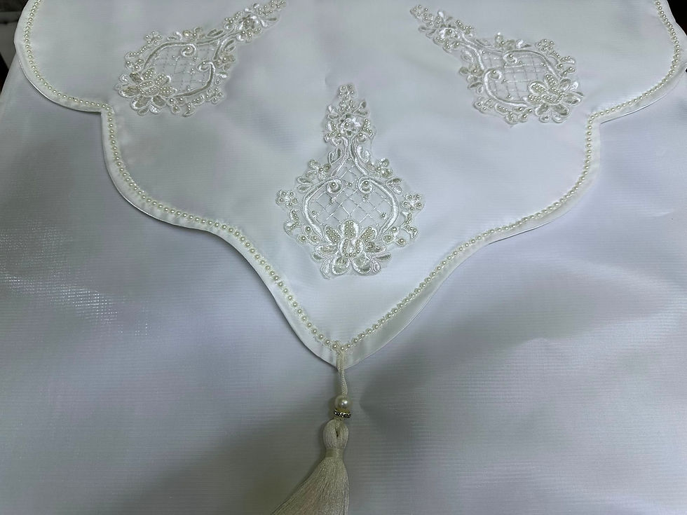 Küçük resim: EL İŞÇİLİKLİ, BONCUK İŞLEMELİ ZARF BOHÇA 55x45 CM EKRU RENK
