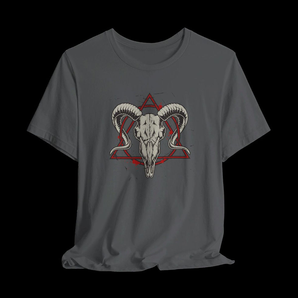Thumbnail: Ram Skull | Halloween Funny Graphic T-Shirt | Grey