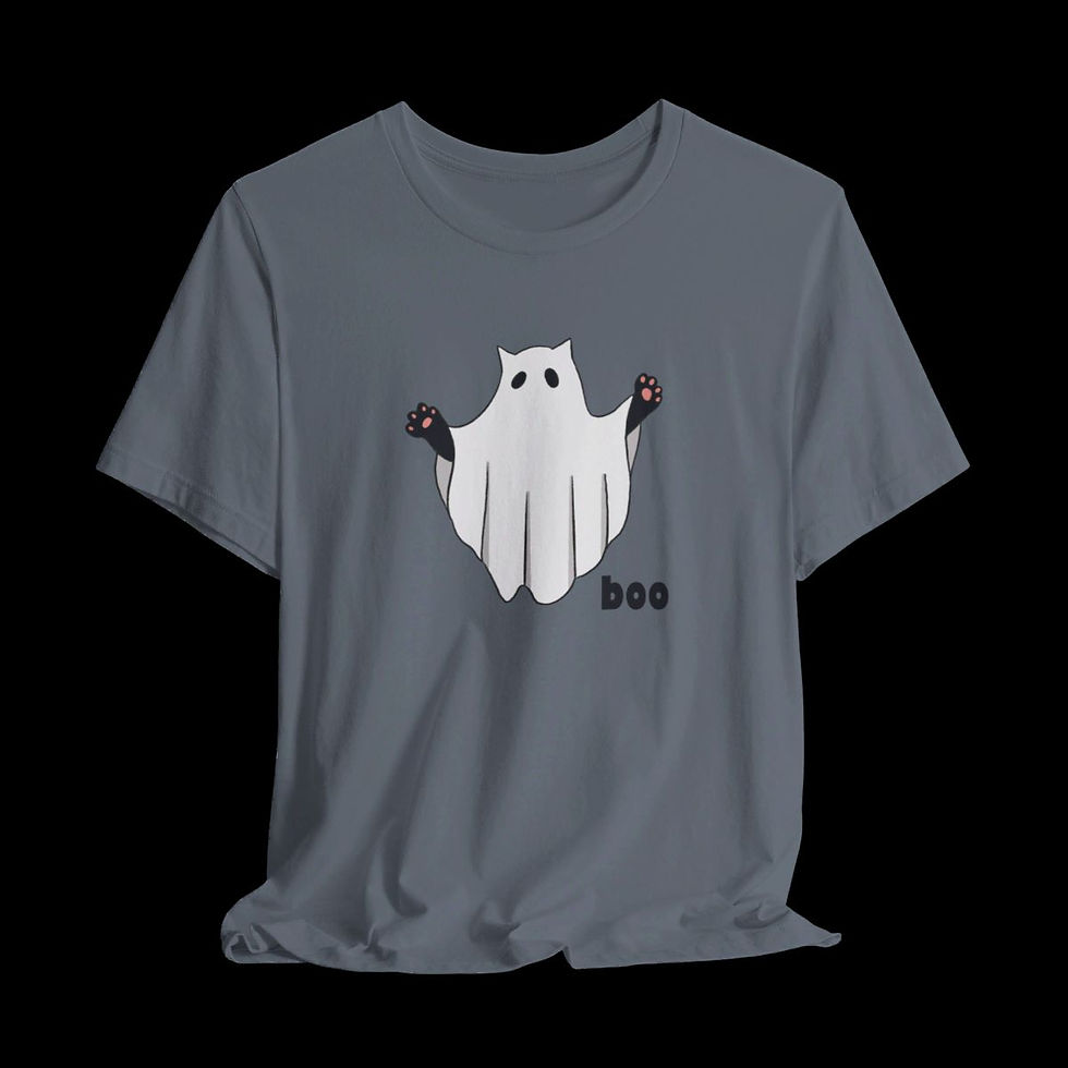 Thumbnail: Cat Ghost | Halloween Funny Graphic T-Shirt |  Silver