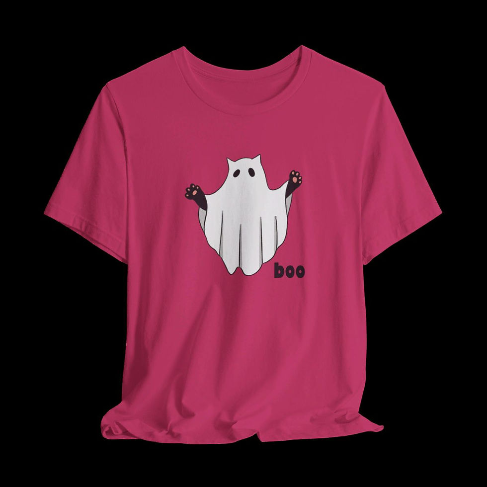 Thumbnail: Cat Ghost | Halloween Funny Graphic T-Shirt | Pink