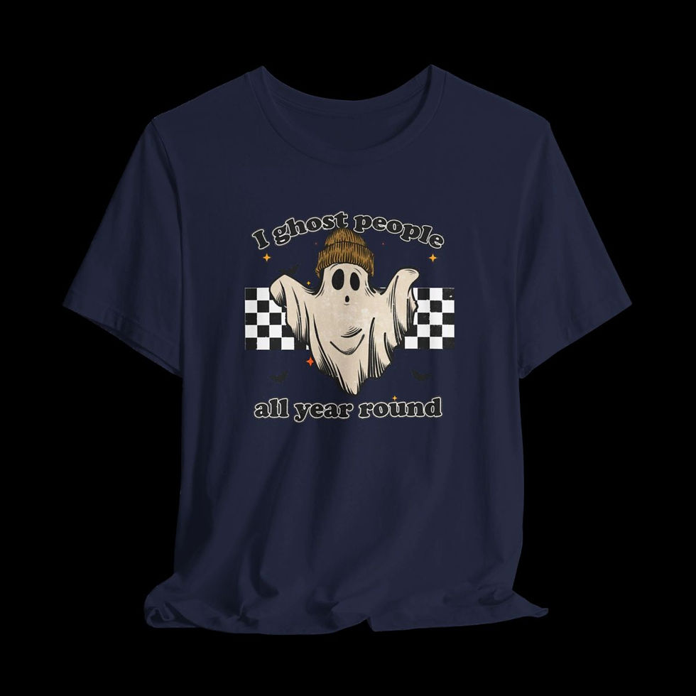 Thumbnail: I Ghost People All Year Round | Halloween Funny Graphic T-Shirt | Navy blue