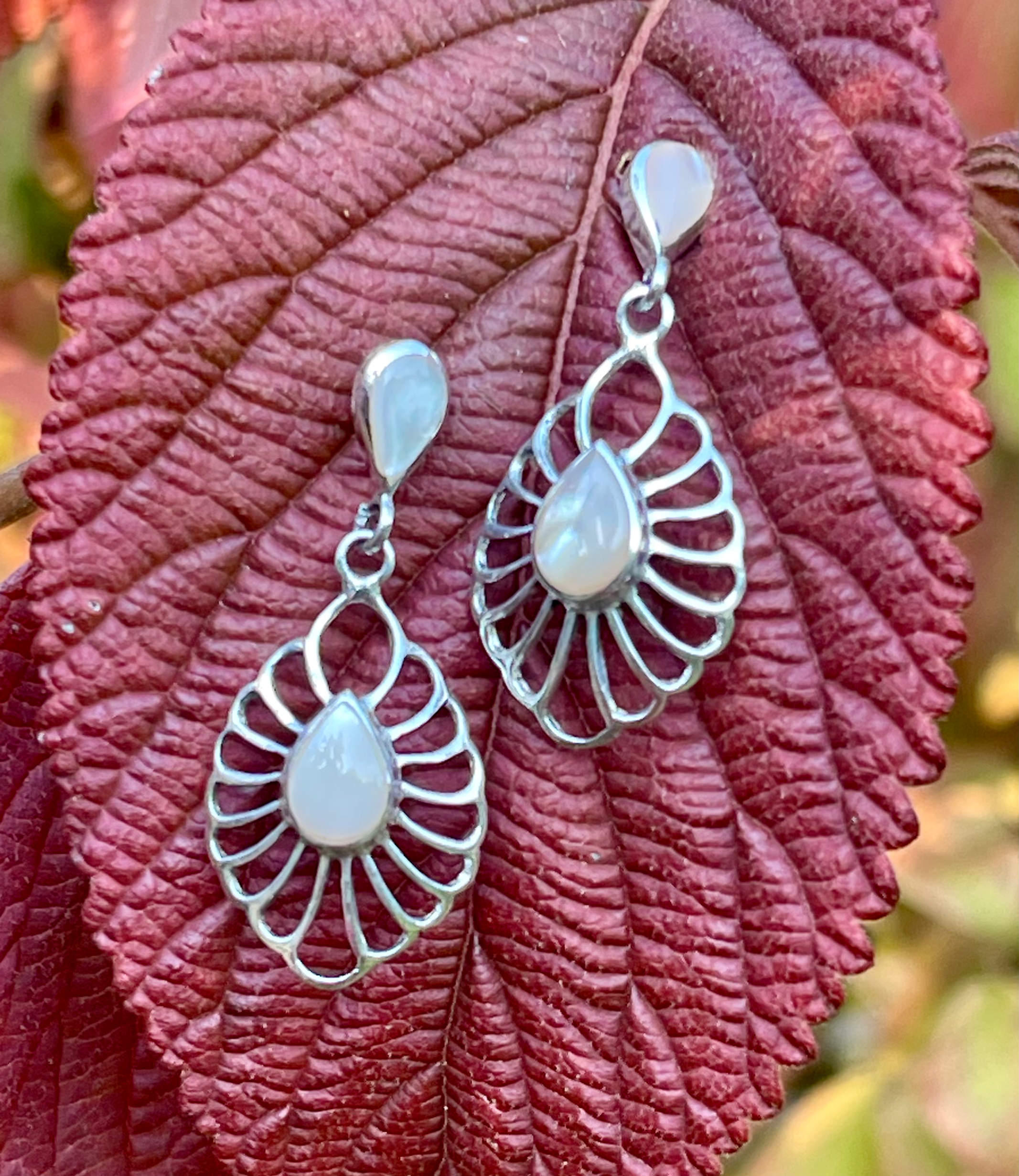 Mother of Pearl & Silver Filigree Studs