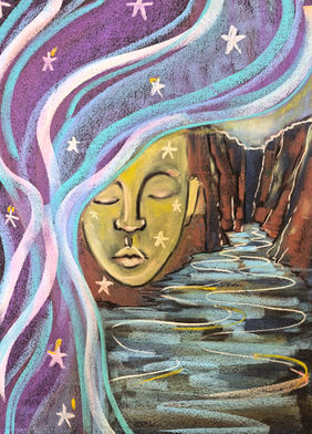 Custom Spirit Guide Portrait showing the veil and nature spirit, created through psychic mediumship”