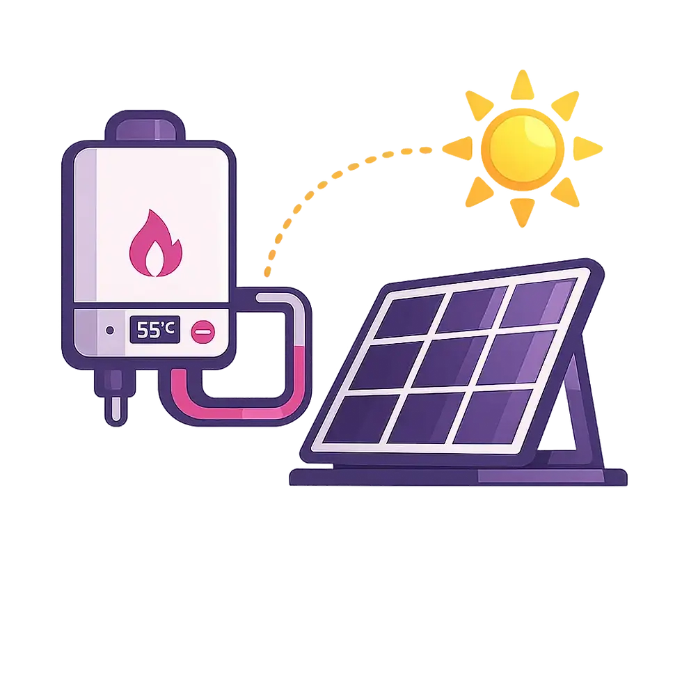Solarthermie-Kollektoren als Bestandteil einer Gas-Hybridheizung zur Warmwasser- und Heizungsunterstützung