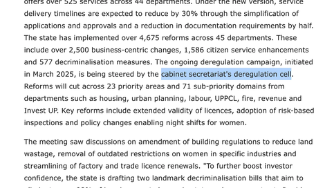 The Uttar Pradesh Government has a "deregulation cell" and that's a Good Thing for Indian Tech Policy and E-Governance