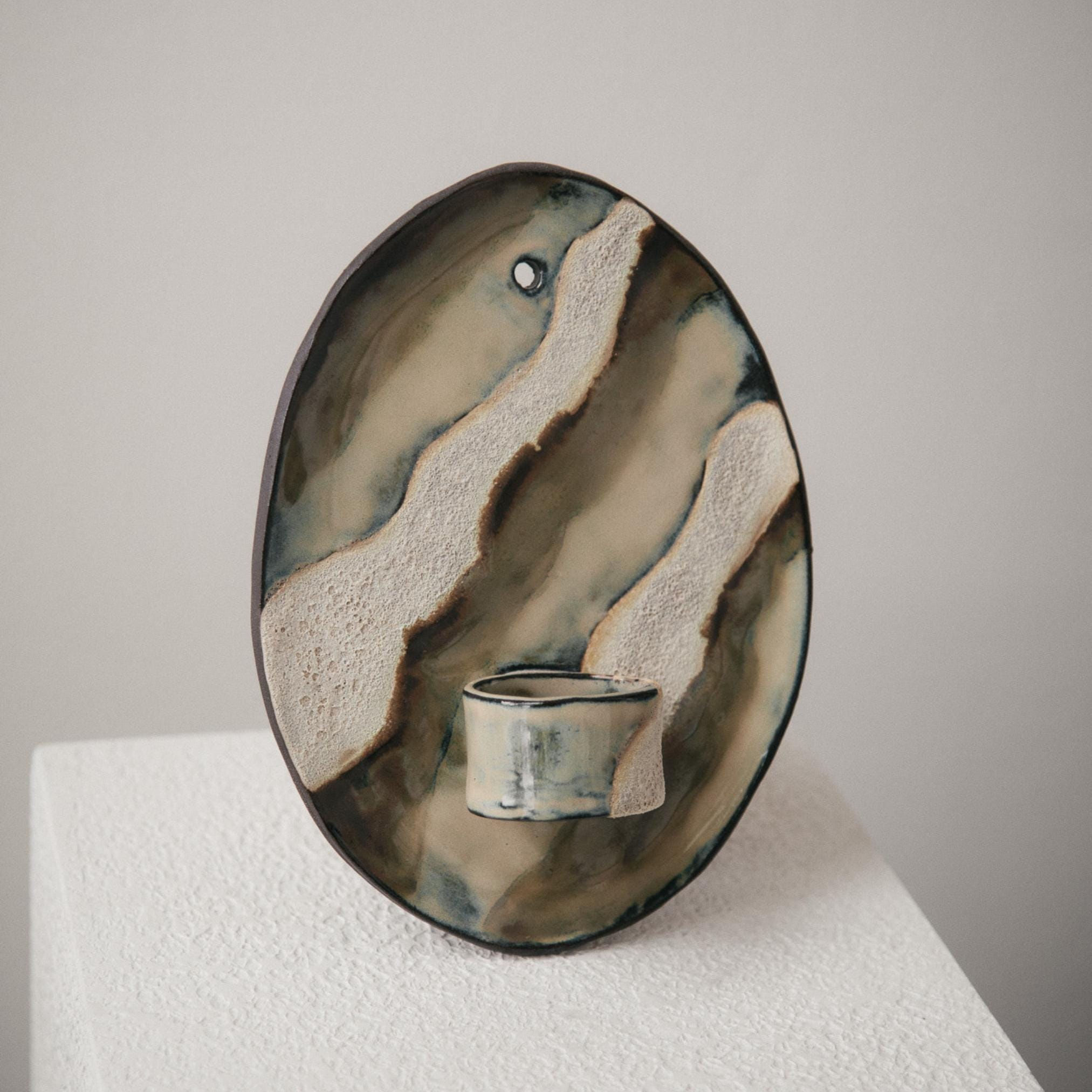 Layered Candle Sconce with Volcanic Details