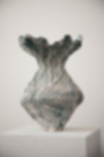 A textured one of a kind ceramic statement piece vase