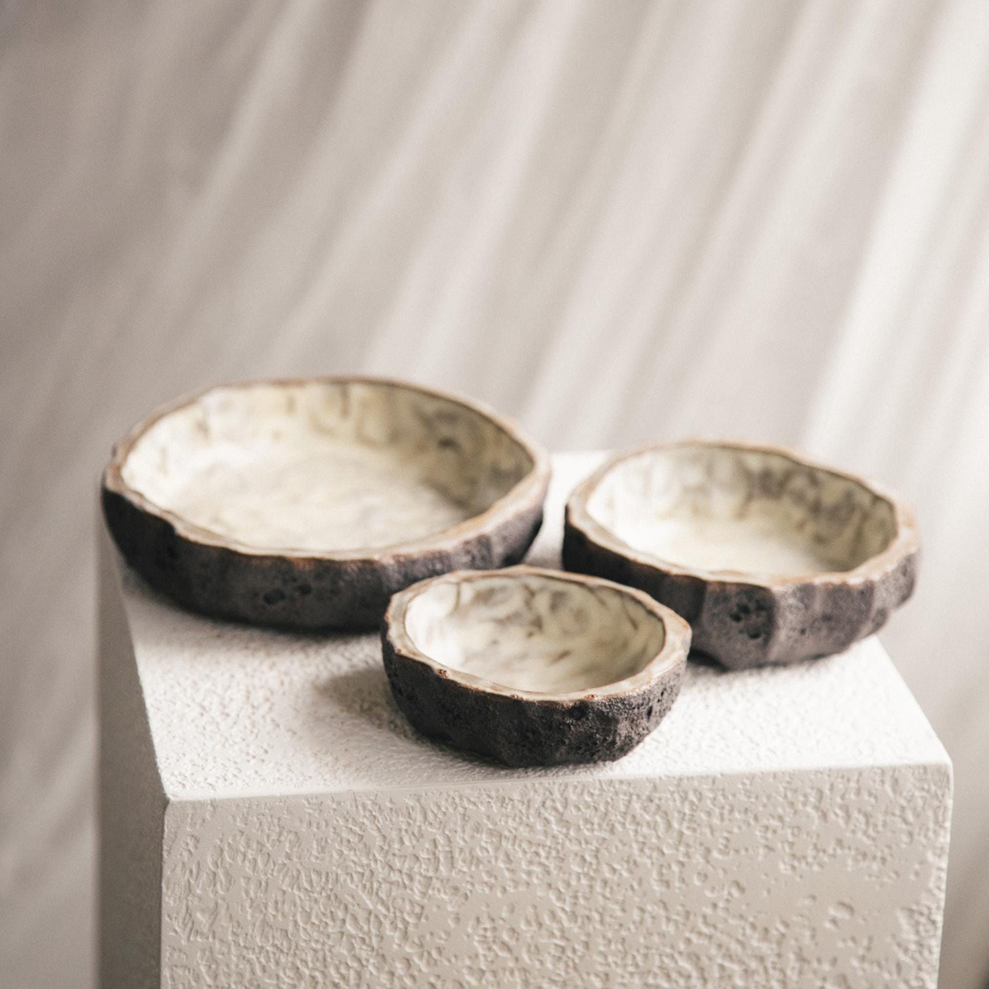 Trinket Dish with Volcanic Texture in Black