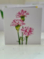 Flowers painted on a white card